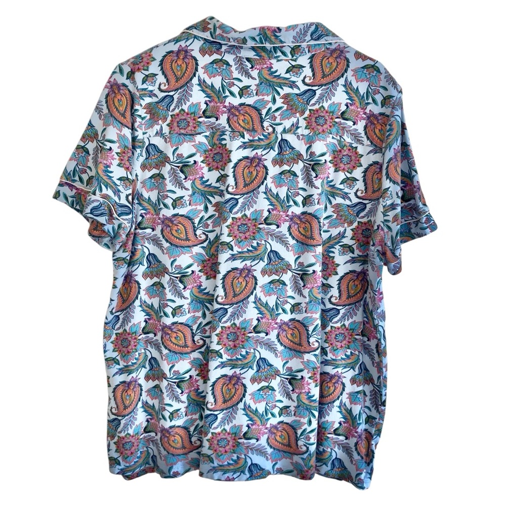 Soft Surroundings Harbour Orleans Blue Floral Paisley Button Up Crop Pajama Set - Picture 4 of 14